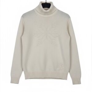 Ralph Lauren Cream Turtleneck Sweater with Snowflake Design
